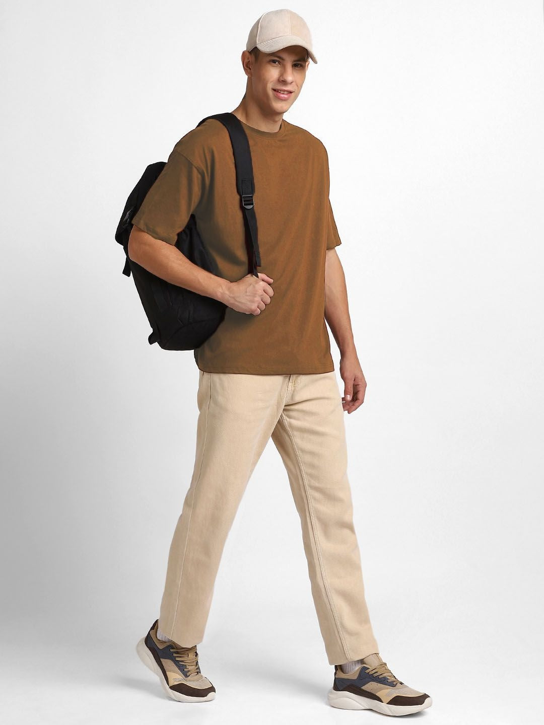 Round Neck Drop-Shoulder Oversized Cotton T-Shirt for Men in Pakistan | DOCACCA