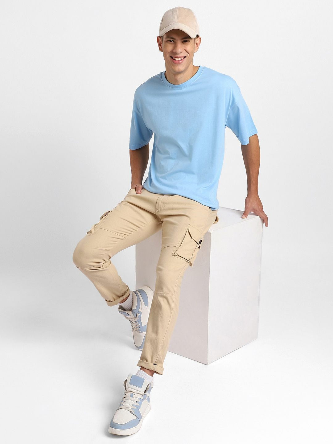 Round Neck Short Sleeves Oversized Cotton T-Shirt for Men in Pakistan – Breathable Summer Wear by DOCACCA