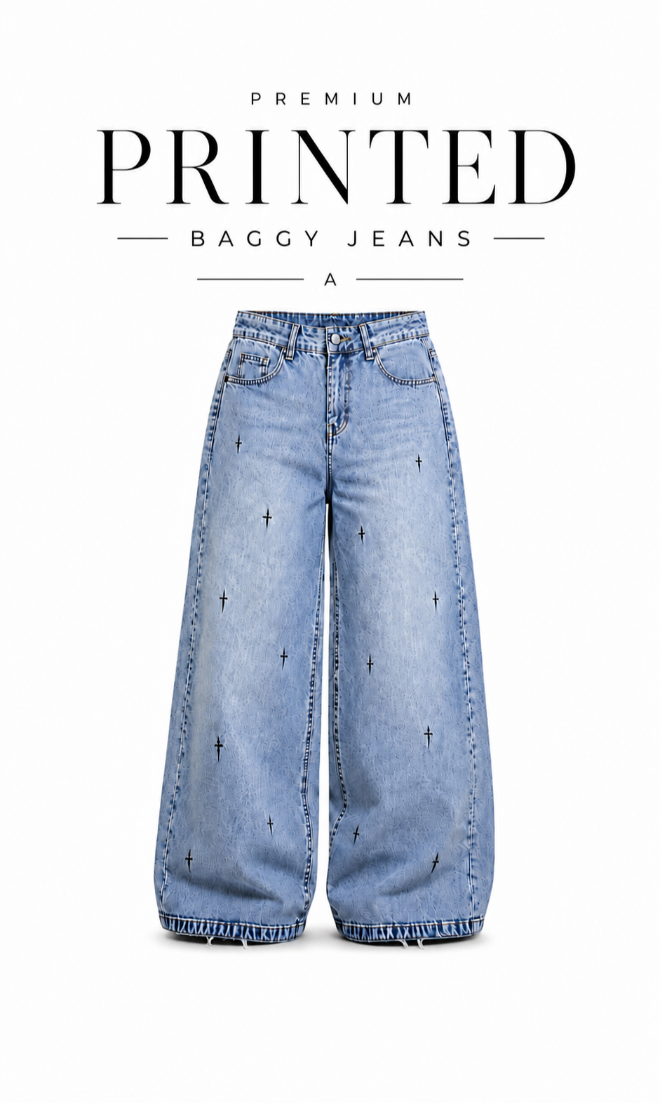 PRINTED BAGGY JEANS