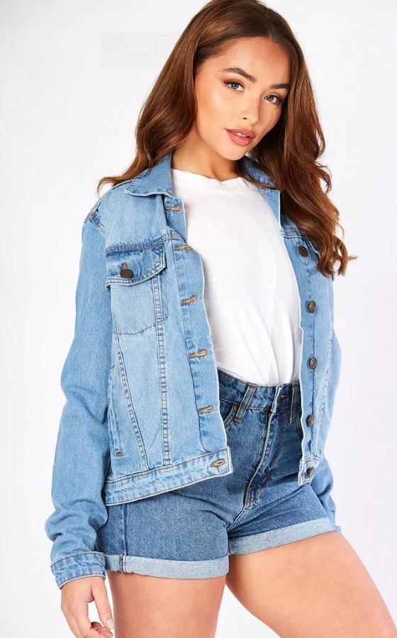 Women Light Blue Solid Jacket