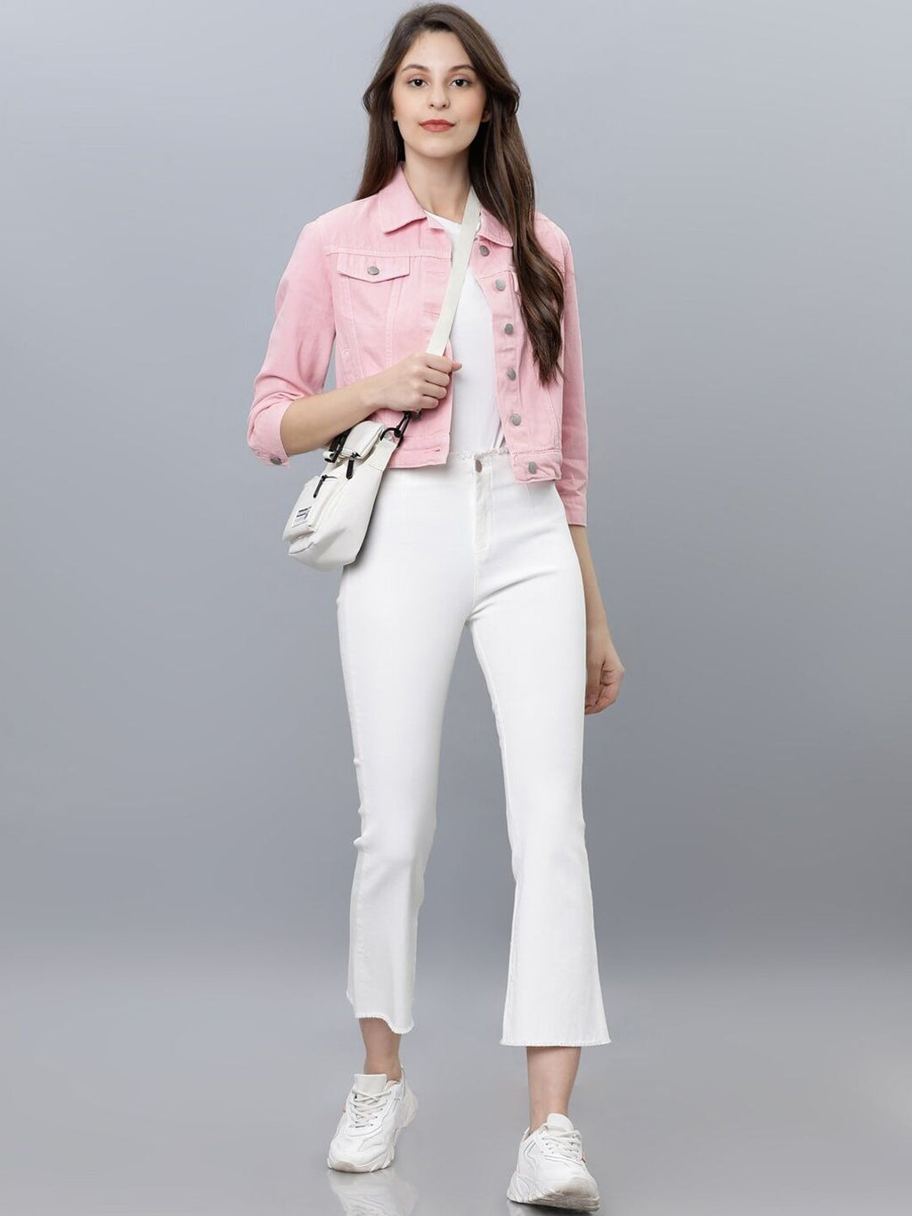 Women Pink Solid Denim Jacket – Trendy Everyday Outerwear for Pakistani Fashion | DOCACCA