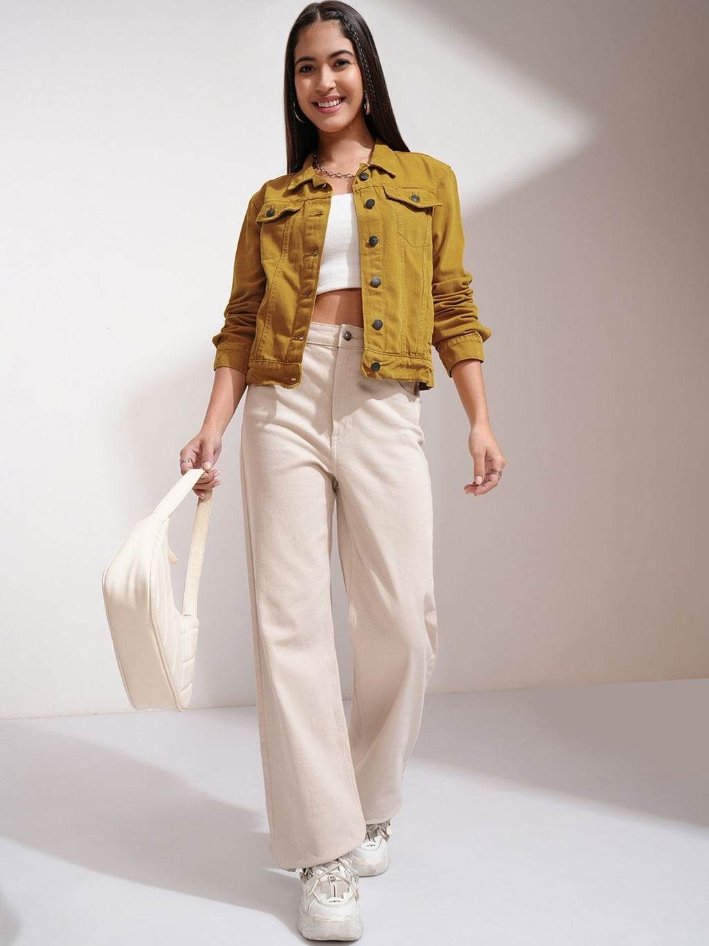 Women Mustard Solid Jacket – Stylish Winter Outerwear for Pakistani Fashion | DOCACCA