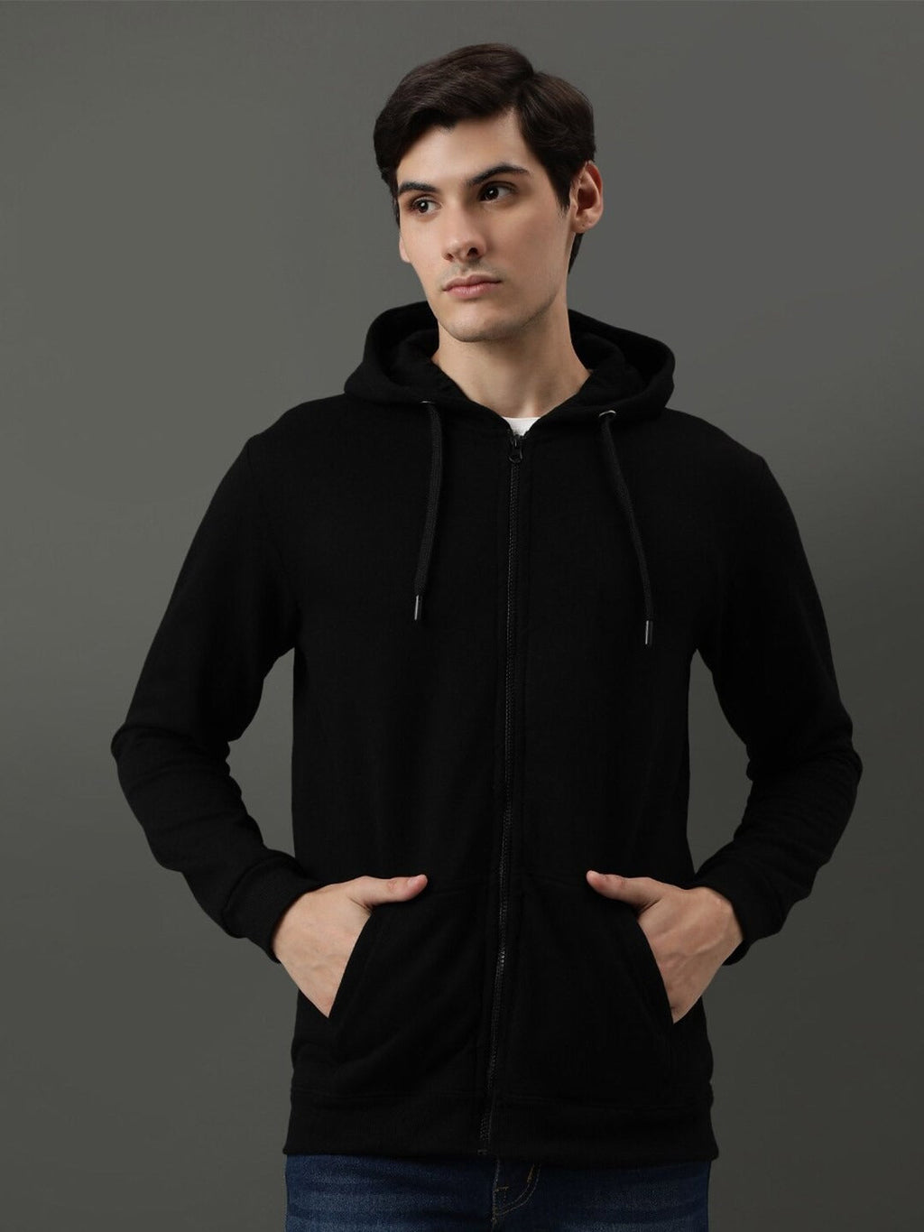 Men Long Sleeves Cotton Hood Front-Open Sweatshirt – Casual Zipper Hoodie for Pakistan | DOCACCA