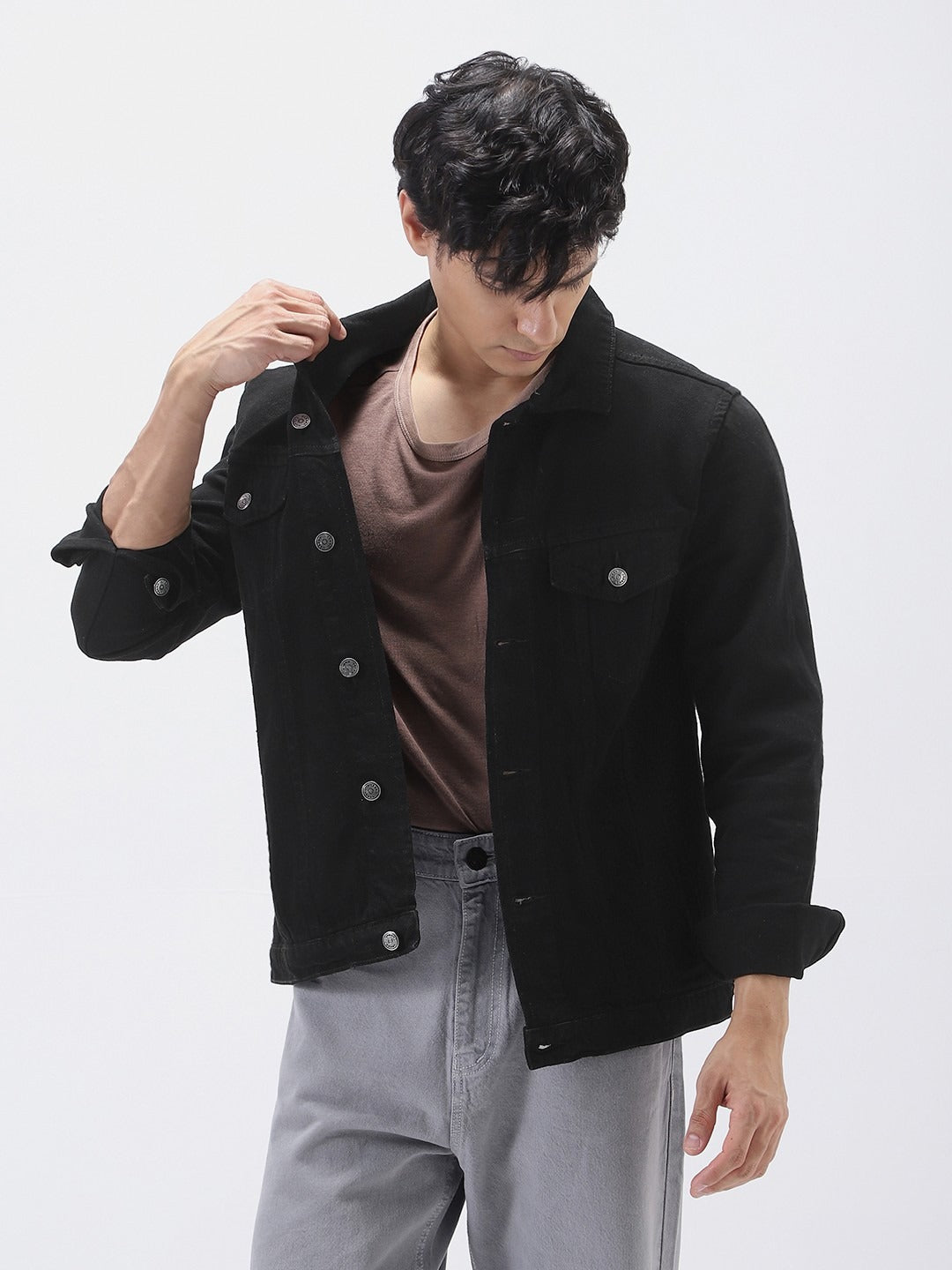 Men’s Solid Washed Denim Jacket – Full Sleeve Regular Fit Casual Jacket by DOCACCA Pakistan