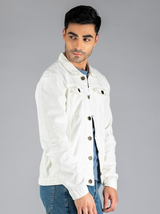 Men White Washed Lightweight Outdoor Denim Jacket by DOCACCA – Summer-Ready Cotton Style for Pakistani Weather