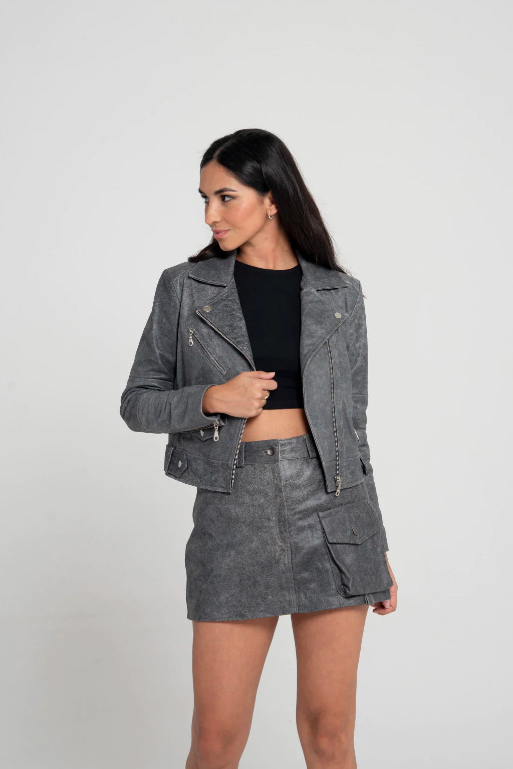 Ace Midnight Gray Rider Biker Jacket