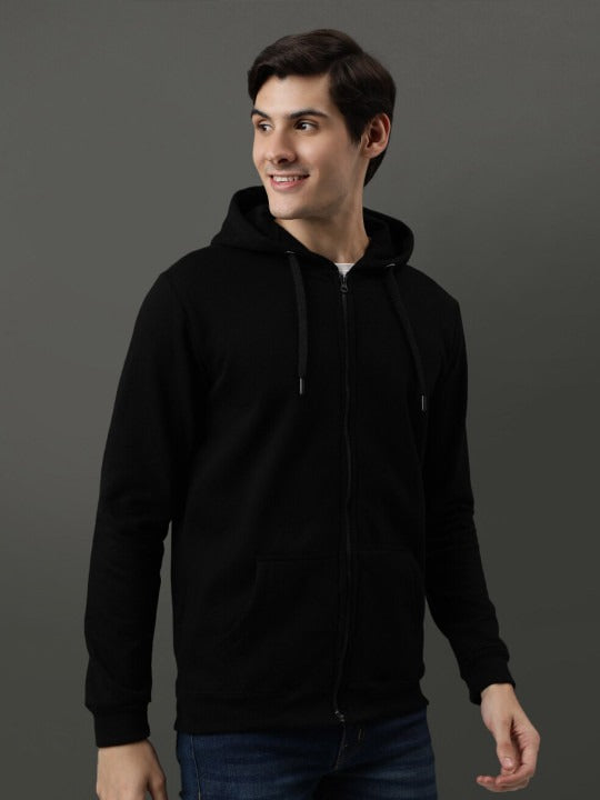 Men Long Sleeves Cotton Hood Front-Open Sweatshirt – Casual Zipper Hoodie for Pakistan | DOCACCA