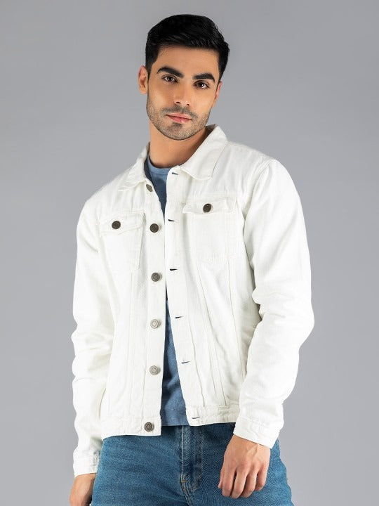 Men White Washed Lightweight Outdoor Denim Jacket by DOCACCA – Summer-Ready Cotton Style for Pakistani Weather