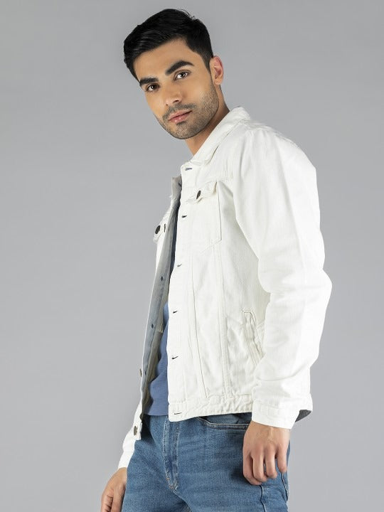 Men White Washed Lightweight Outdoor Denim Jacket by DOCACCA – Summer-Ready Cotton Style for Pakistani Weather