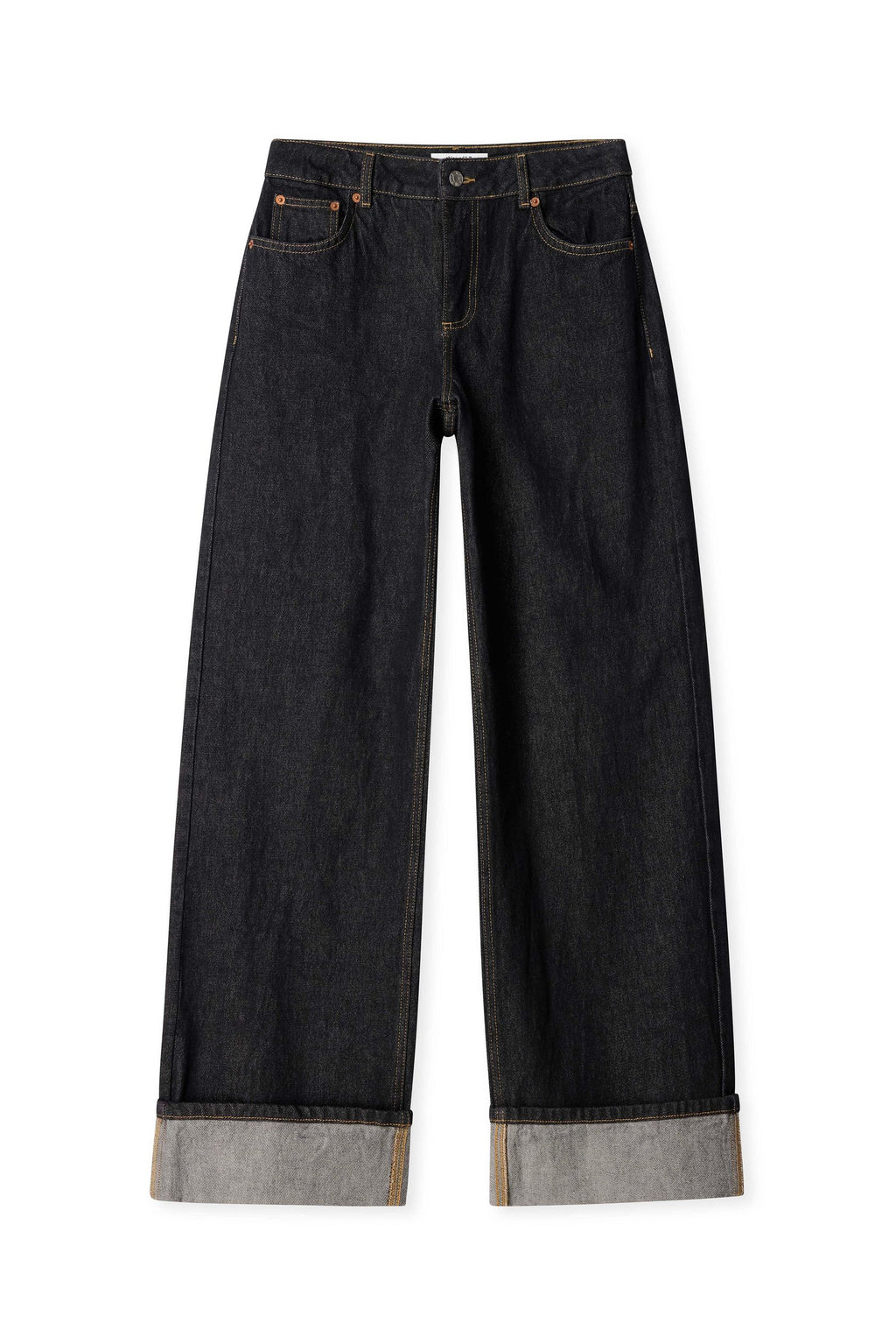 Fold Up Detail Denim Jeans for Women – Trendy Rolled Hem Straight Fit | DOCACCA