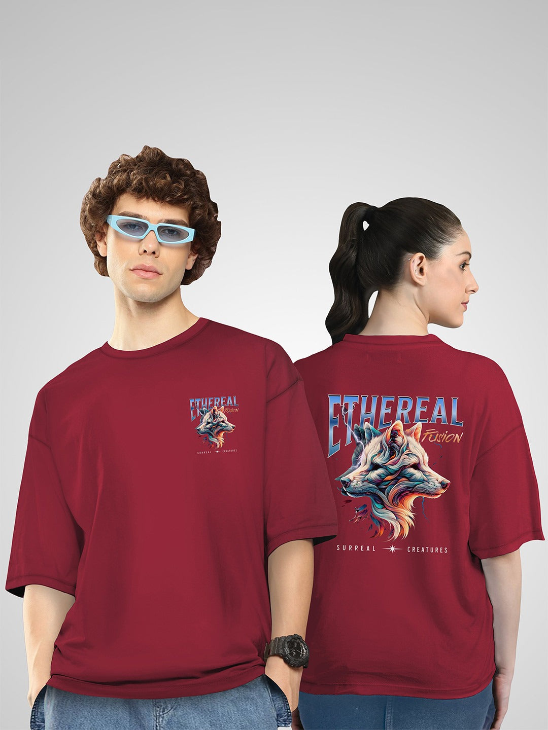 Unisex Twistform Twinny Zone Pack of 2 EWolf Printed Cotton Oversized T-Shirts – Premium Streetwear in Pakistan | DOCACCA