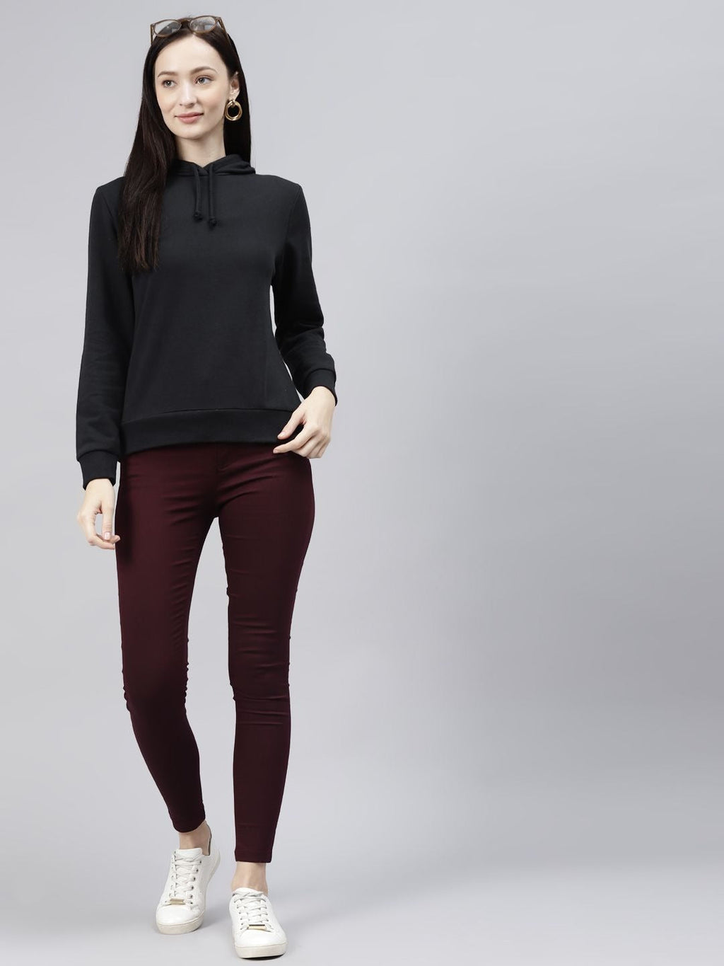 Women Black Hooded Sweatshirt — Classic Black Hoodie for Women | DOCACCA Pakistan