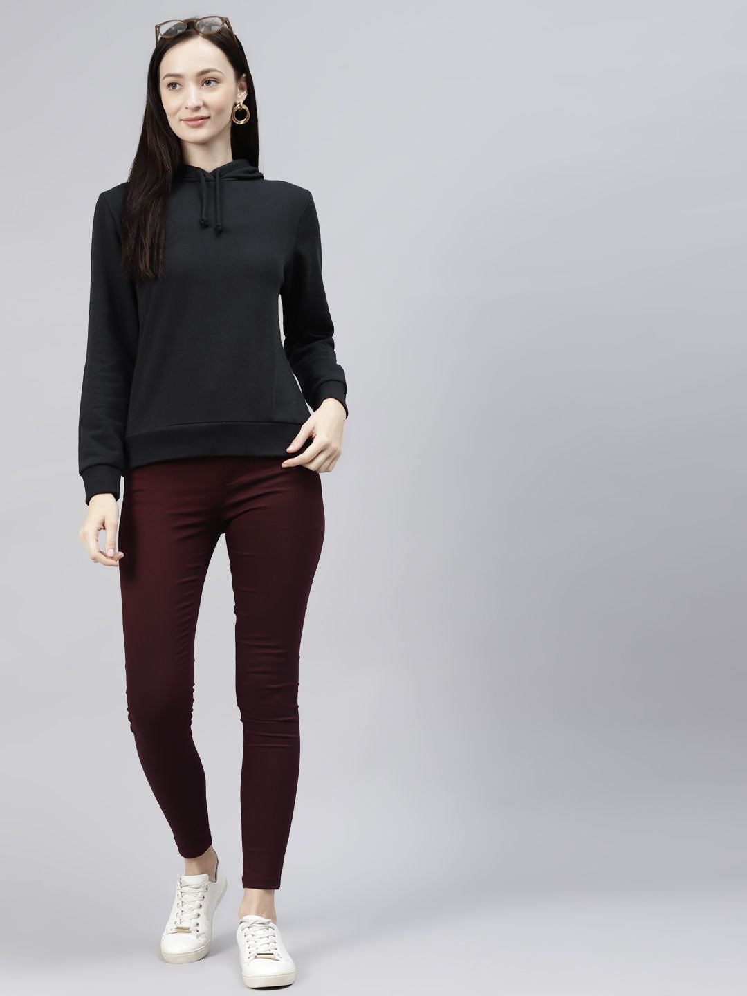 Women Black Hooded Sweatshirt — Classic Black Hoodie for Women | DOCACCA Pakistan