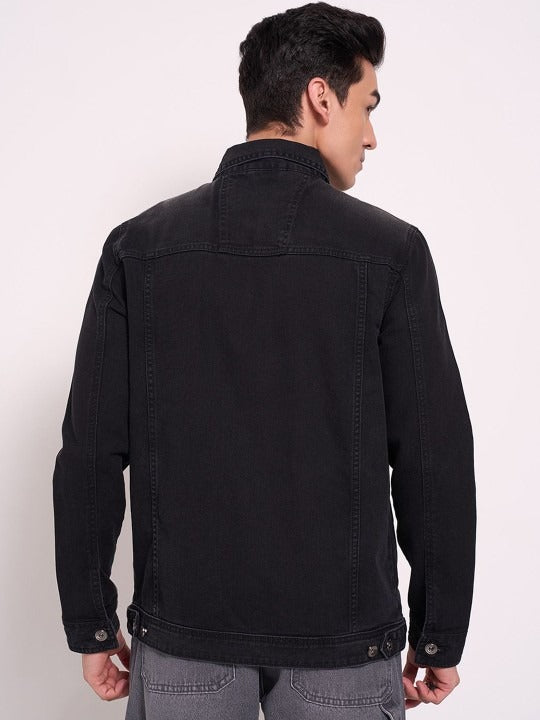 Men’s Washed Patchwork Crop Denim Jacket – Urban Streetwear by DOCACCA Pakistan