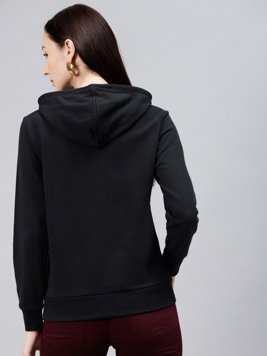 Women Black Hooded Sweatshirt — Classic Black Hoodie for Women | DOCACCA Pakistan