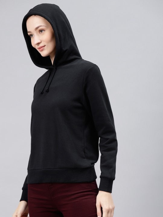 Women Black Hooded Sweatshirt — Classic Black Hoodie for Women | DOCACCA Pakistan