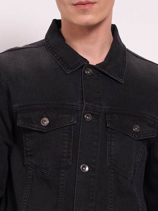 Men’s Washed Patchwork Crop Denim Jacket – Urban Streetwear by DOCACCA Pakistan