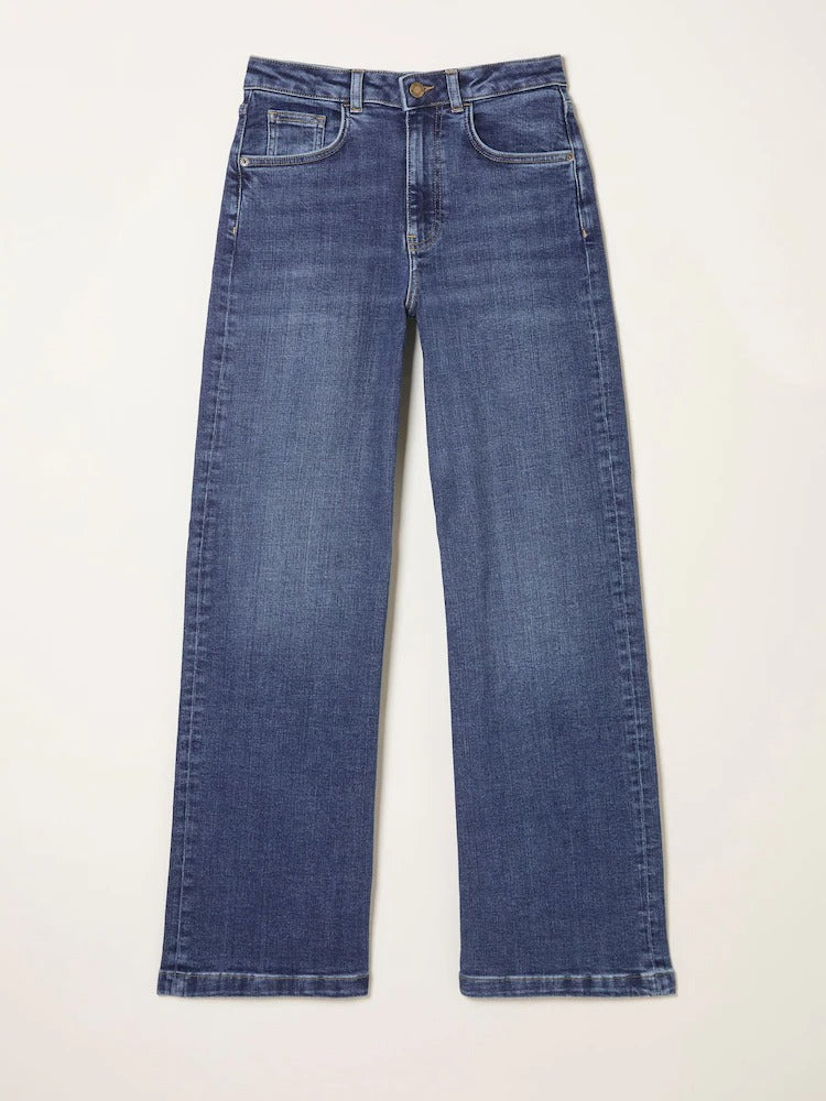 Women Fat Face Welling Blue Wide Leg Jeans – Trendy High Waist Denim for Pakistan | DOCACCA