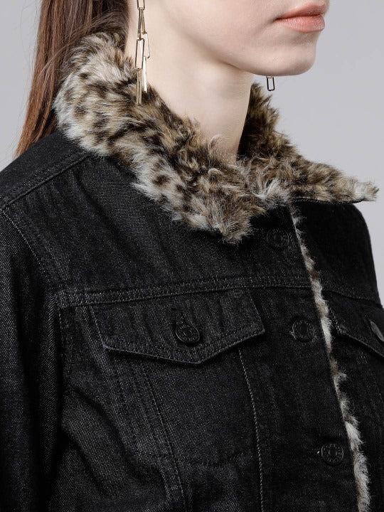 Women Black Solid Denim Jacket – Stylish Everyday Layer for Modern Pakistani Outfits | DOCACCA