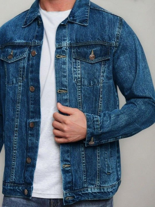 Men's Solid Denim Jacket – Classic Casual Style for Pakistani Weather | DOCACCA