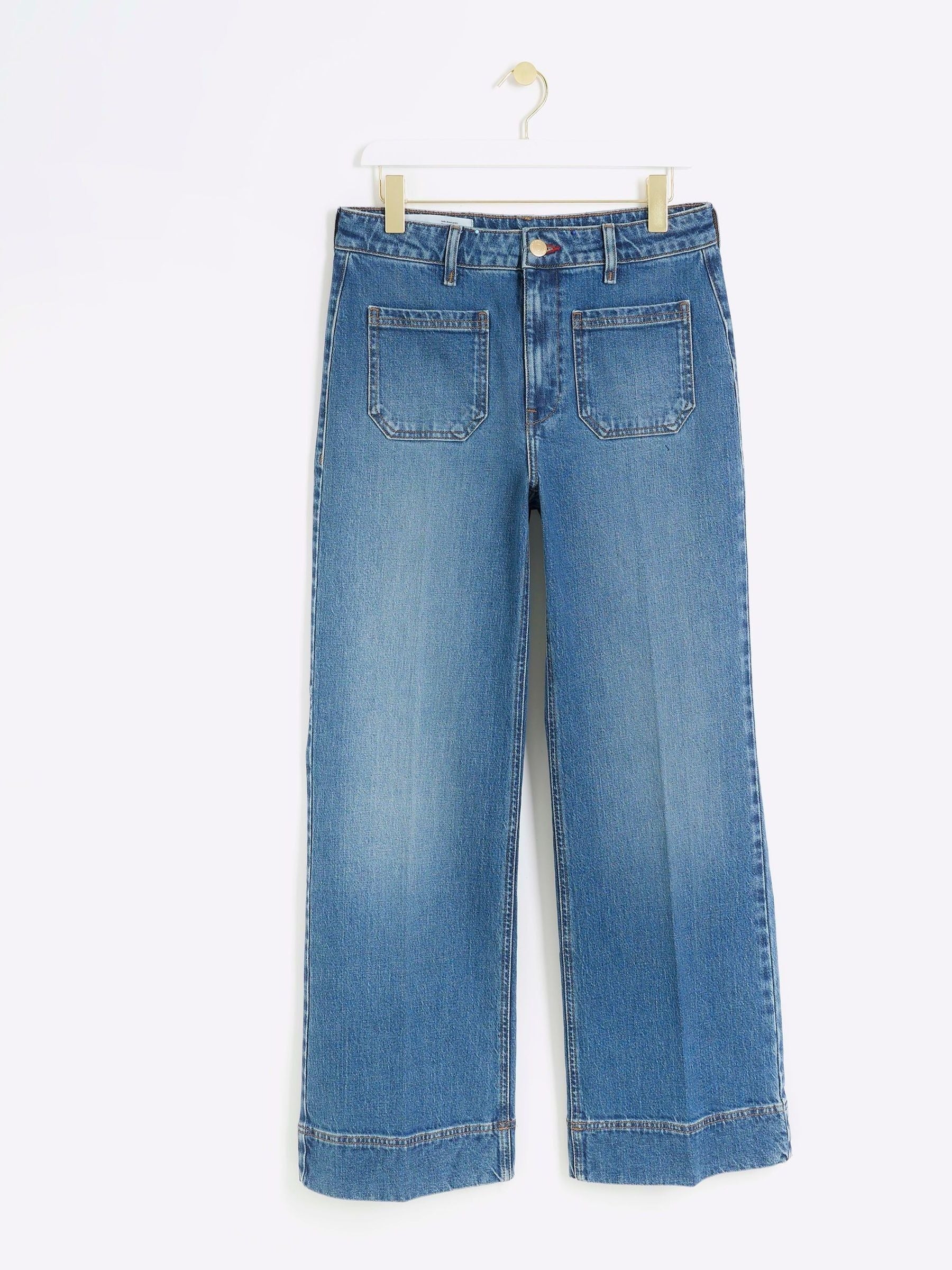 Women Rinse Blue Jersey Denim Wide Leg Trousers – Comfortable & Stylish Pants for Pakistan | DOCACCA