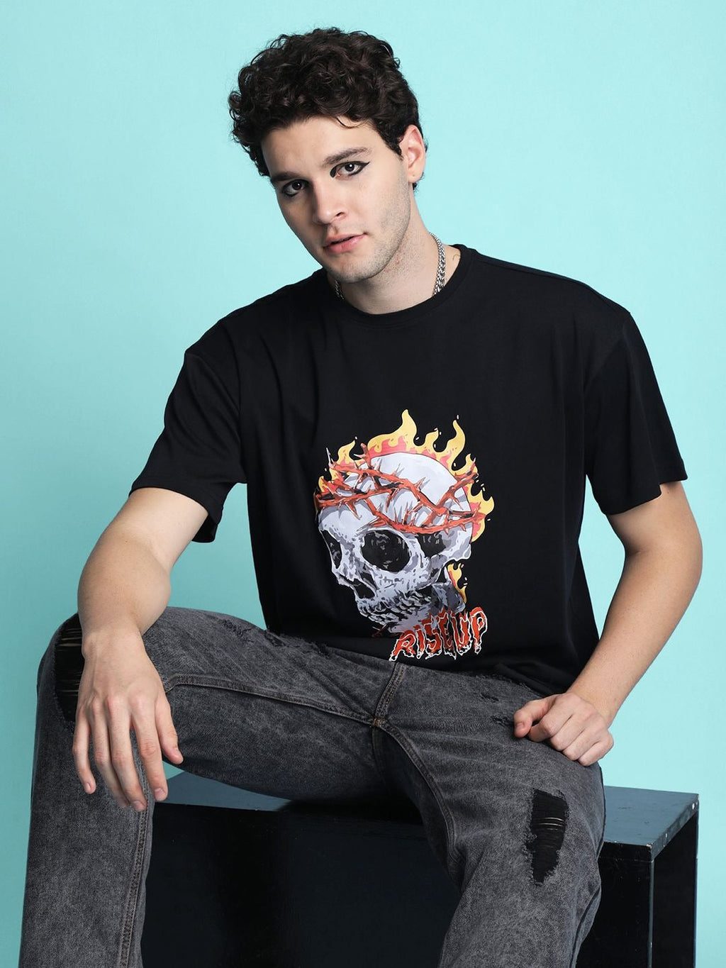 Unisex Printed Drop-Shoulder Sleeves Oversized T-shirt – Trendy Streetwear Cotton Tee in Pakistan | DOCACCA