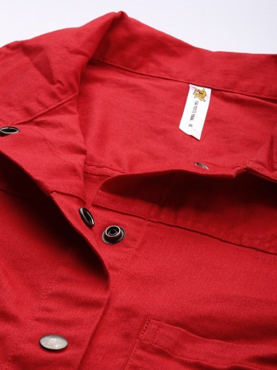 Women Red Solid Denim Jacket by DOCACCA – Bold Street Style for Pakistani Fashion