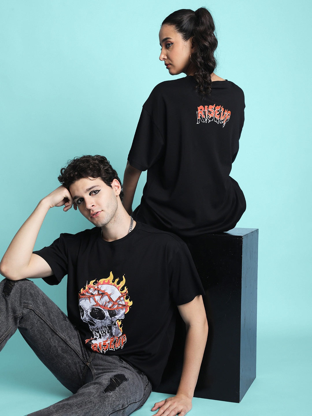 Unisex Printed Drop-Shoulder Sleeves Oversized T-shirt – Trendy Streetwear Cotton Tee in Pakistan | DOCACCA