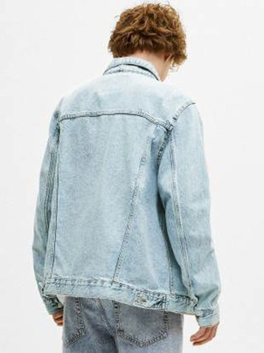 Men Solid Spread Collar Denim Jacket – Urban Cool Style for Everyday Wear in Pakistan | DOCACCA