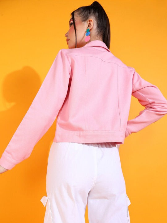 Women Crop Cotton Denim Jacket – Trendy Everyday Streetwear Layer for Pakistan | DOCACCA