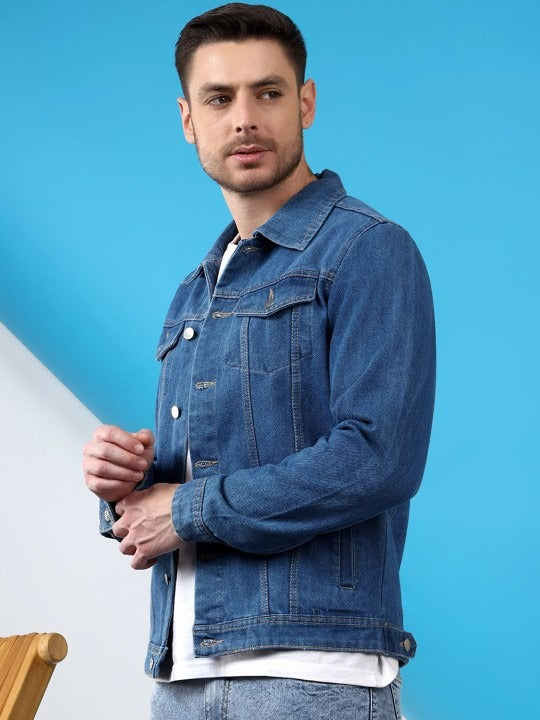 Men Spread Collar Denim Jacket – Smart, Breathable Everyday Wear in Pakistan | DOCACCA