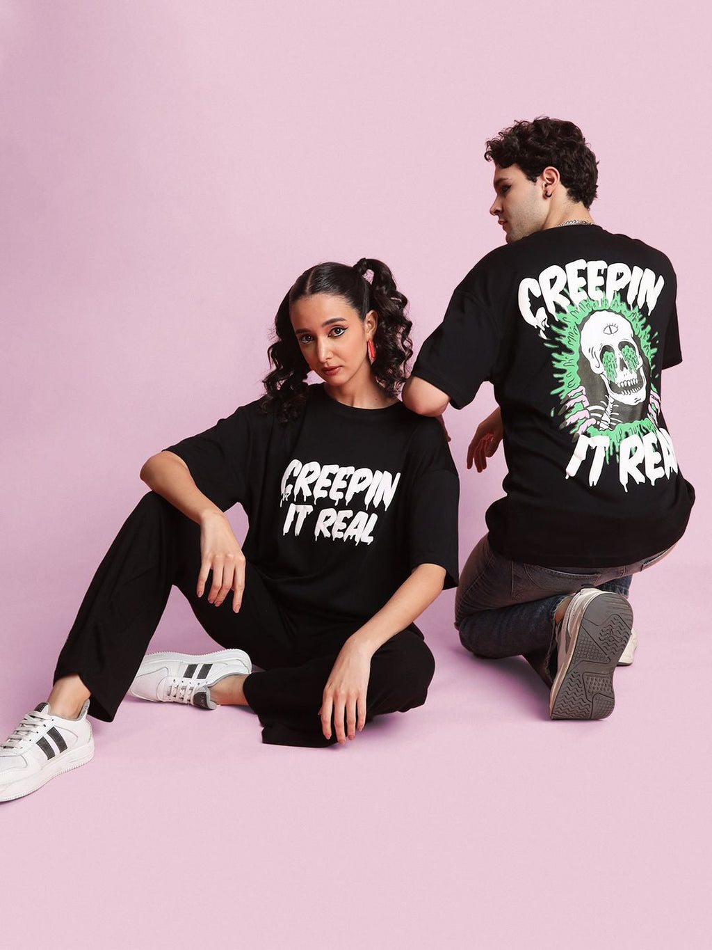 Unisex Halloween Graphic Print Round Neck Cotton Oversized T-Shirt – Trendy Festive Streetwear in Pakistan | DOCACCA
