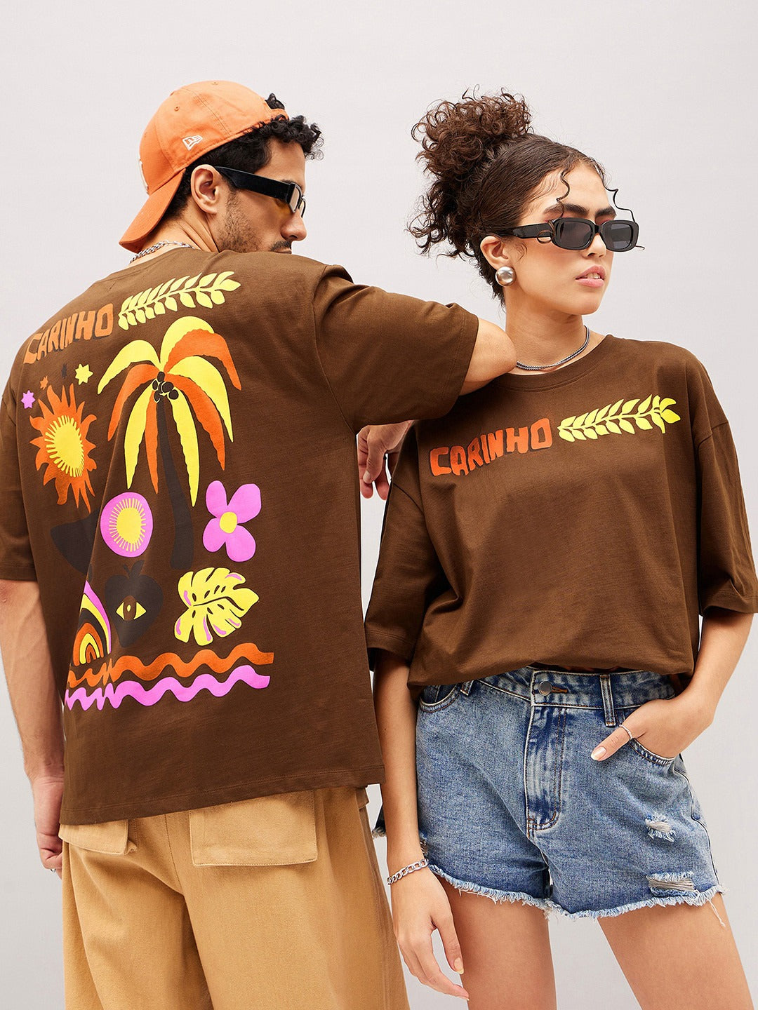 Unisex Brown Typography Printed Pure Cotton Oversized T-Shirt – Trendy Streetwear in Pakistan | DOCACCA