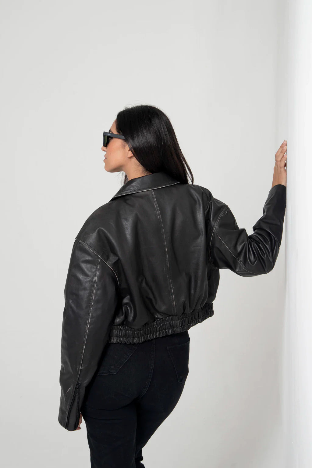 Florence Black Worn Biker Leather Jacket
