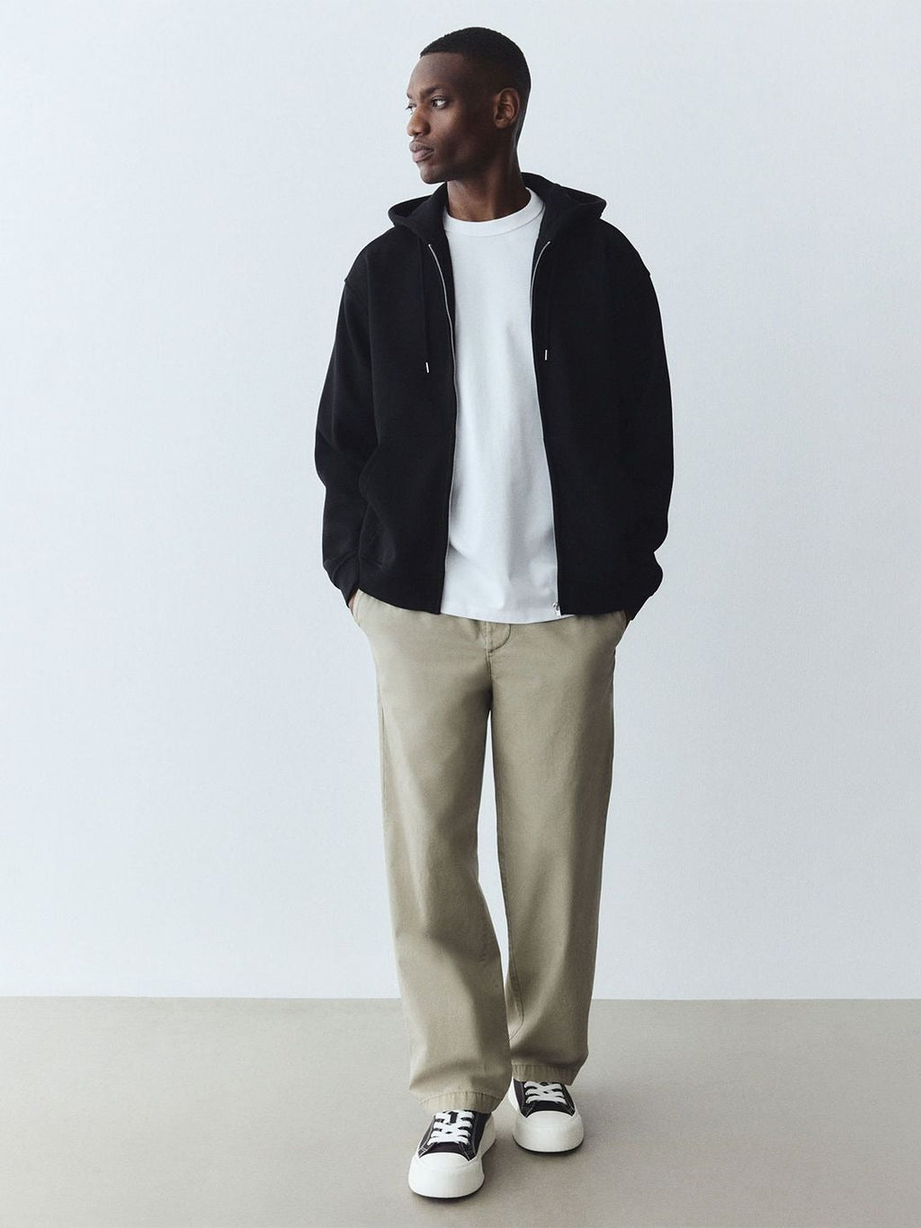 Men Loose Fit Zip-Through Hoodie – Casual Cotton Zipper Sweatshirt for Pakistan | DOCACCA