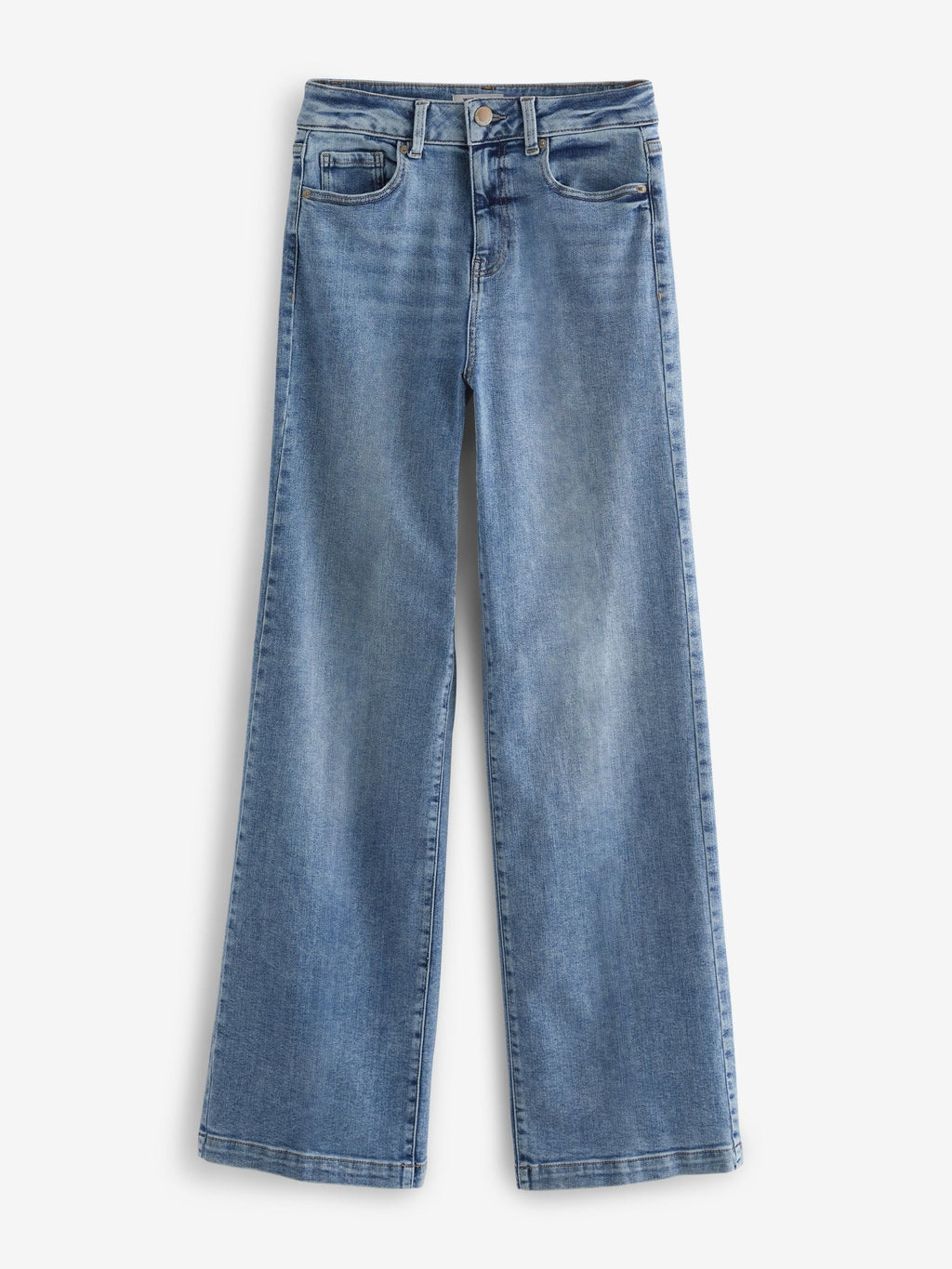 Women Mid Blue Wide Leg Jeans – Trendy High Waist Denim Pants for Women in Pakistan | DOCACCA