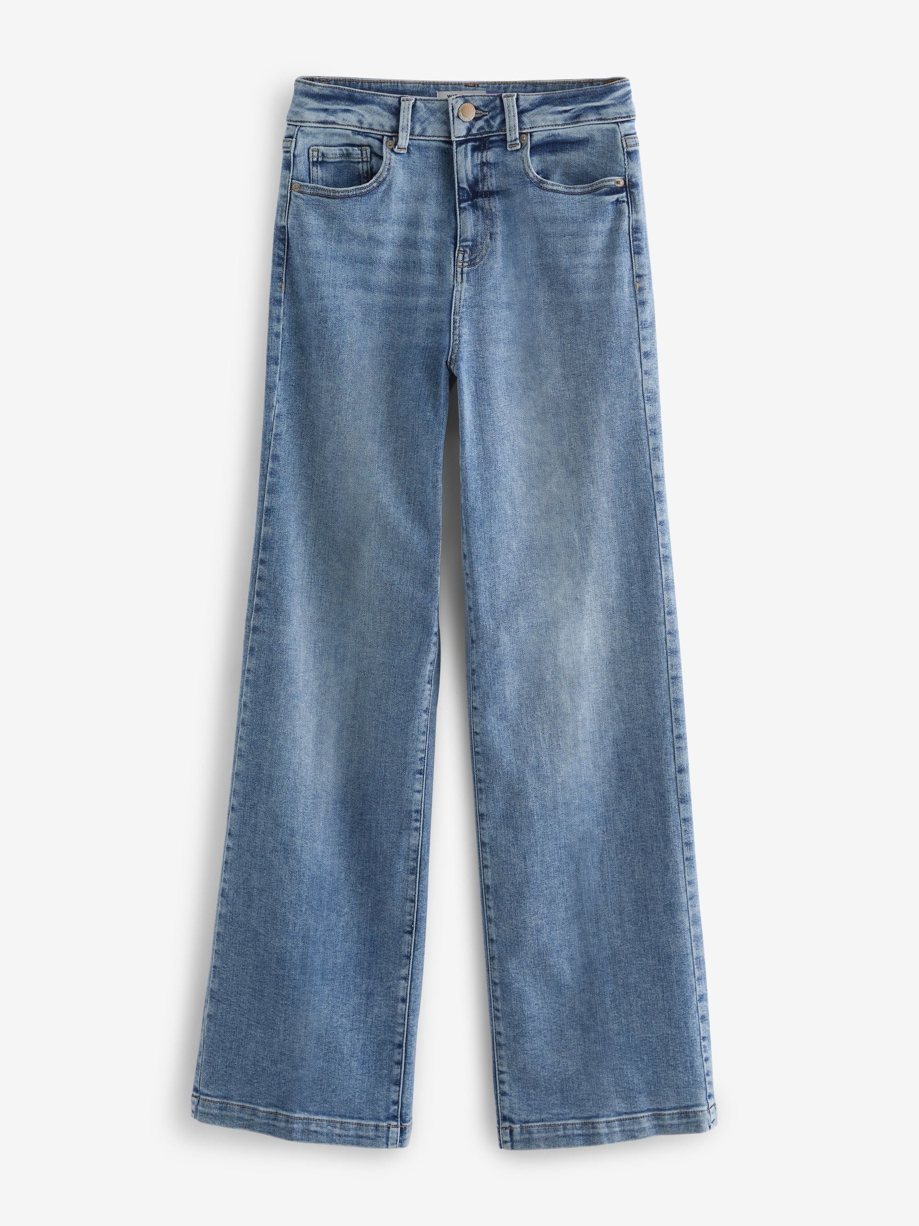 Women Mid Blue Wide Leg Jeans – Trendy High Waist Denim Pants for Women in Pakistan | DOCACCA