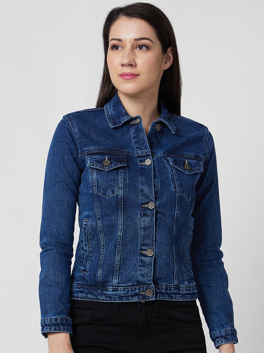 Washed Cotton Crop Denim Jacket for Women – Trendy Casual Outerwear in Pakistan | DOCACCA