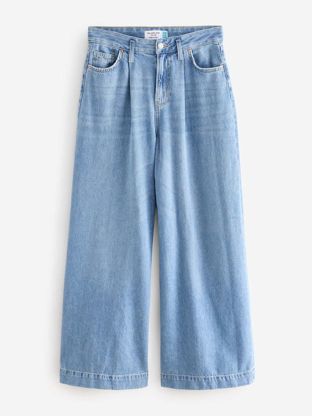 Women Mid Blue Palazzo Wide Leg 100% Cotton Jeans – Trendy Palazzo Denim for Pakistani Women | DOCACCA