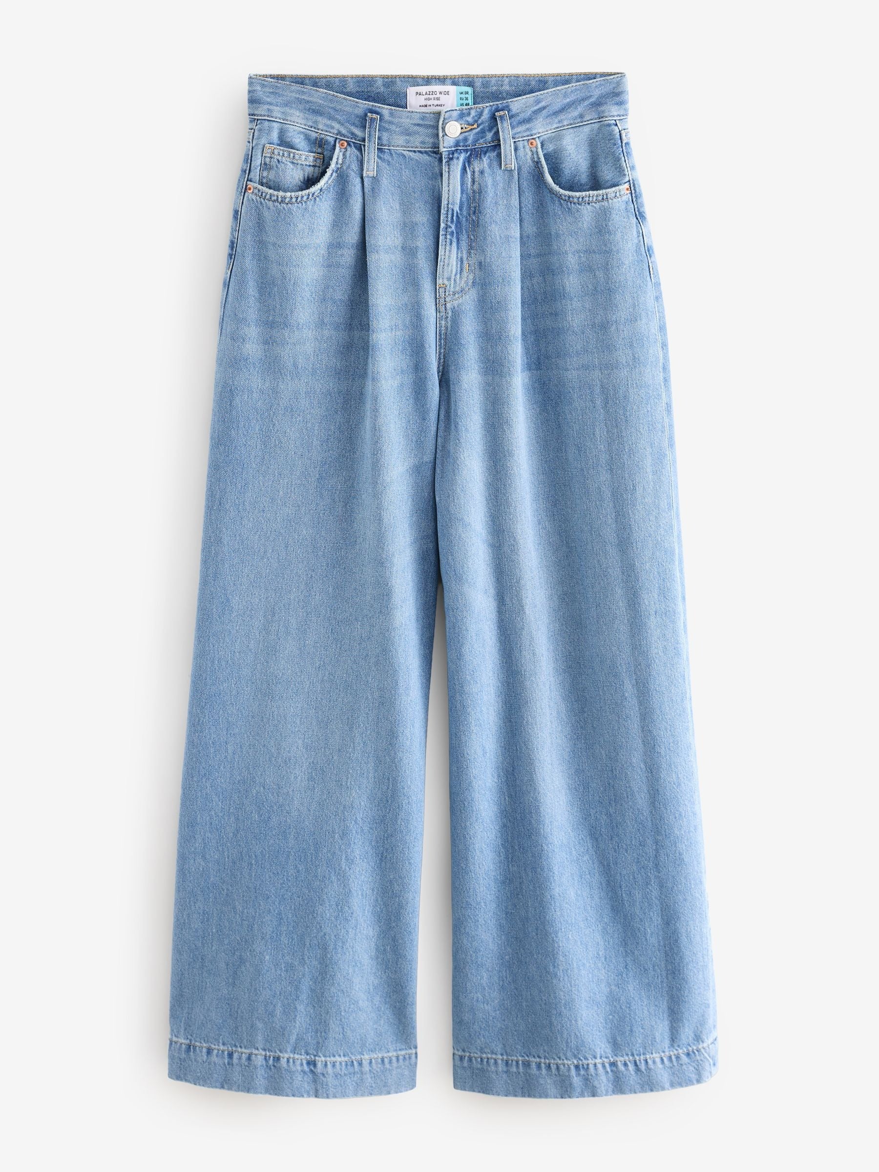 Women Mid Blue Palazzo Wide Leg 100% Cotton Jeans – Trendy Palazzo Denim for Pakistani Women | DOCACCA