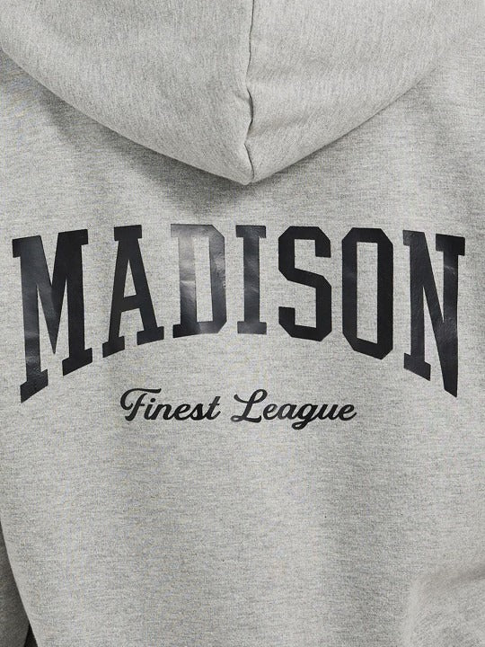 Women’s Longline Slogan Print Pullover Hoodie — Regular Fit with Kangaroo Pocket | DOCACCA Pakistan