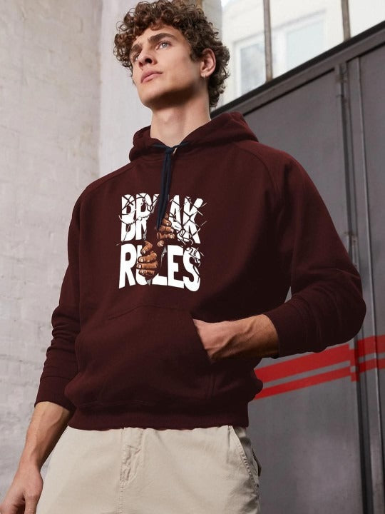 Men Maroon Printed Hooded Sweatshirt – Trendy Winter Hoodie Online in Pakistan