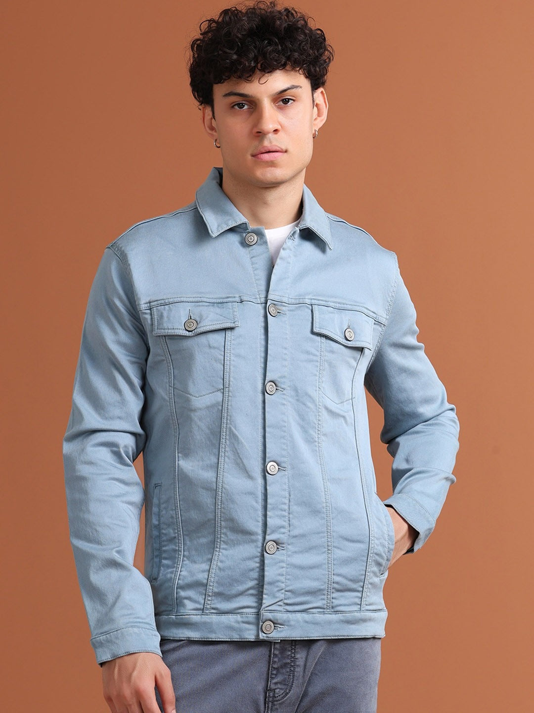 Men Solid Long Sleeves Denim Jacket – Premium Cotton Outerwear for Pakistan’s Urban Style | DOCACCA