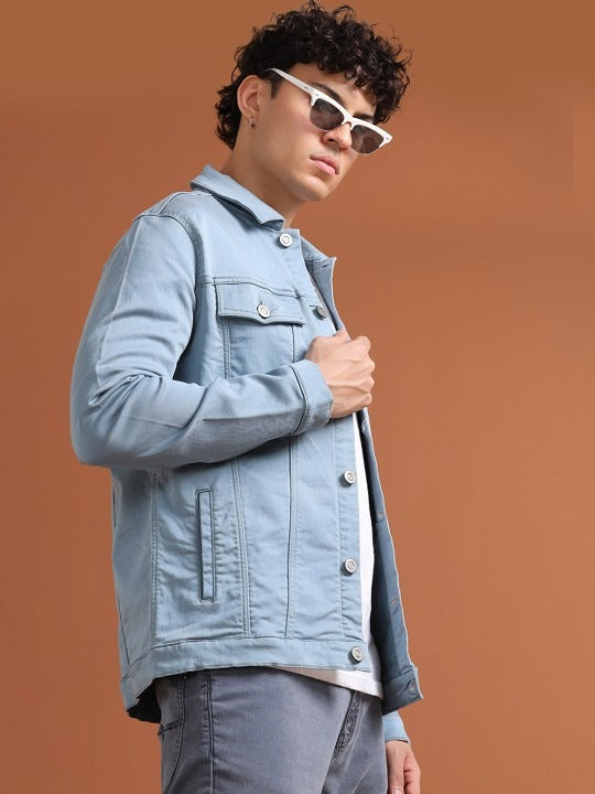 Men Solid Long Sleeves Denim Jacket – Premium Cotton Outerwear for Pakistan’s Urban Style | DOCACCA