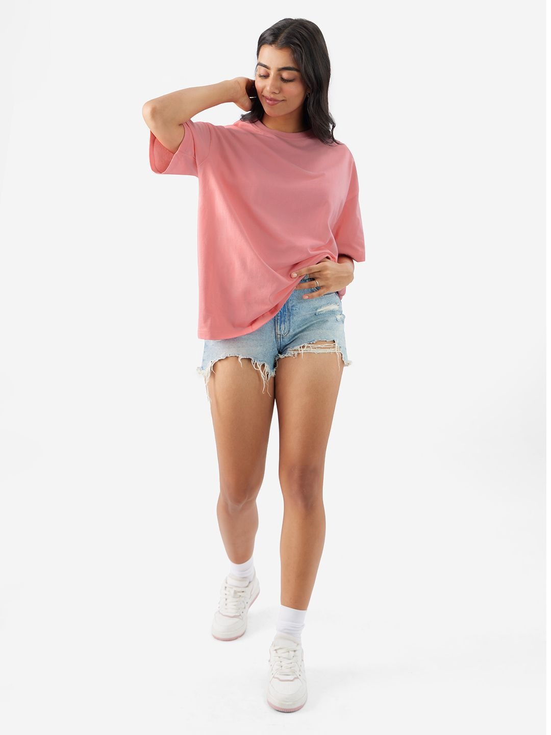 Women Solid Round Neck Pure Cotton Oversized T-Shirt – Everyday Comfort Wear in Pakistan