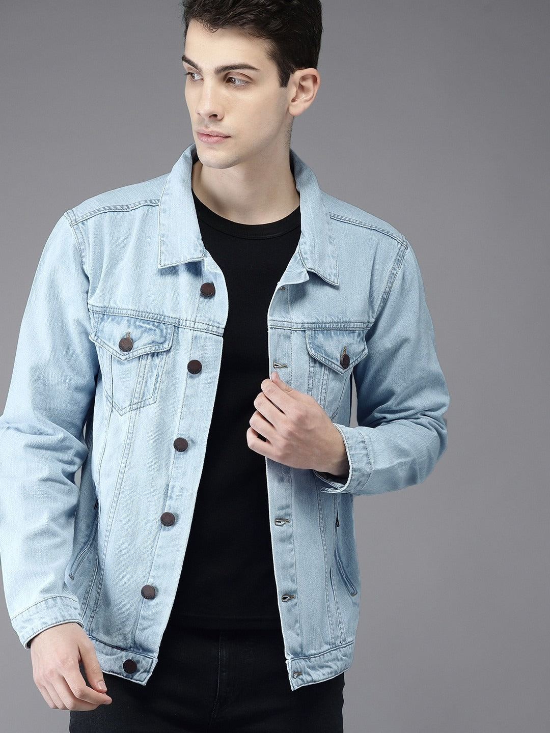 Men Solid Denim Jacket – Classic Outerwear for Pakistani Street Style | DOCACCA