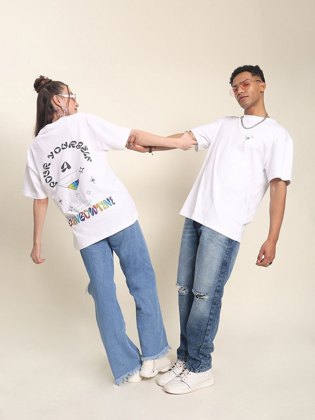 Unisex White Pride Typography Printed Pure Cotton Oversized T-Shirt in Pakistan | DOCACCA