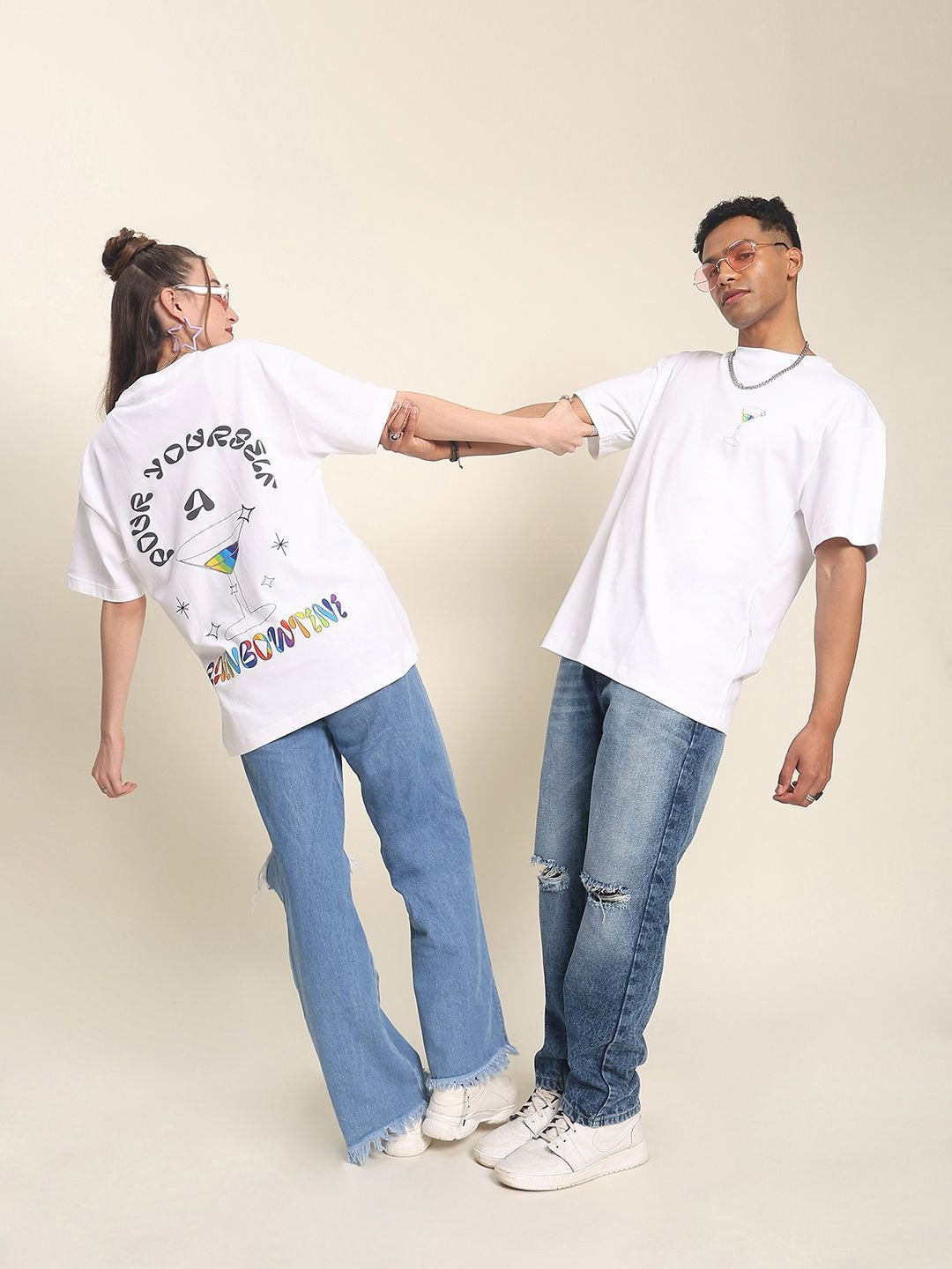 Unisex White Pride Typography Printed Pure Cotton Oversized T-Shirt in Pakistan | DOCACCA