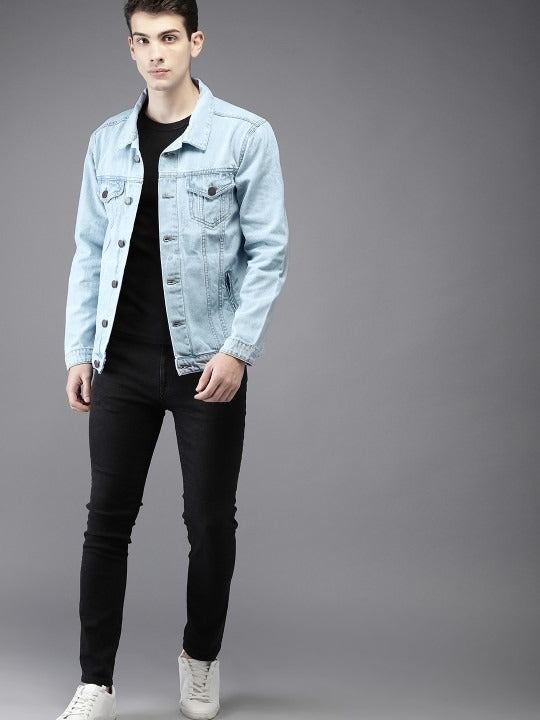 Men Solid Denim Jacket – Classic Outerwear for Pakistani Street Style | DOCACCA