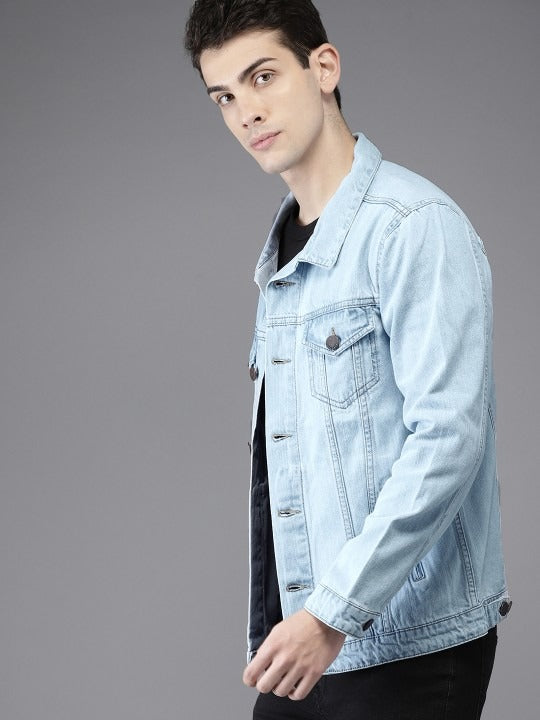 Men Solid Denim Jacket – Classic Outerwear for Pakistani Street Style | DOCACCA